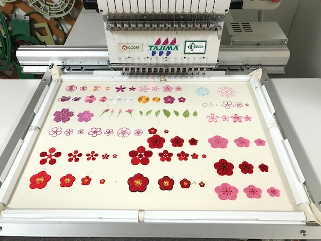 和柄刺繍CD企画　その7 　梅の花の刺繍試し縫い♪ 一歩一歩♪
