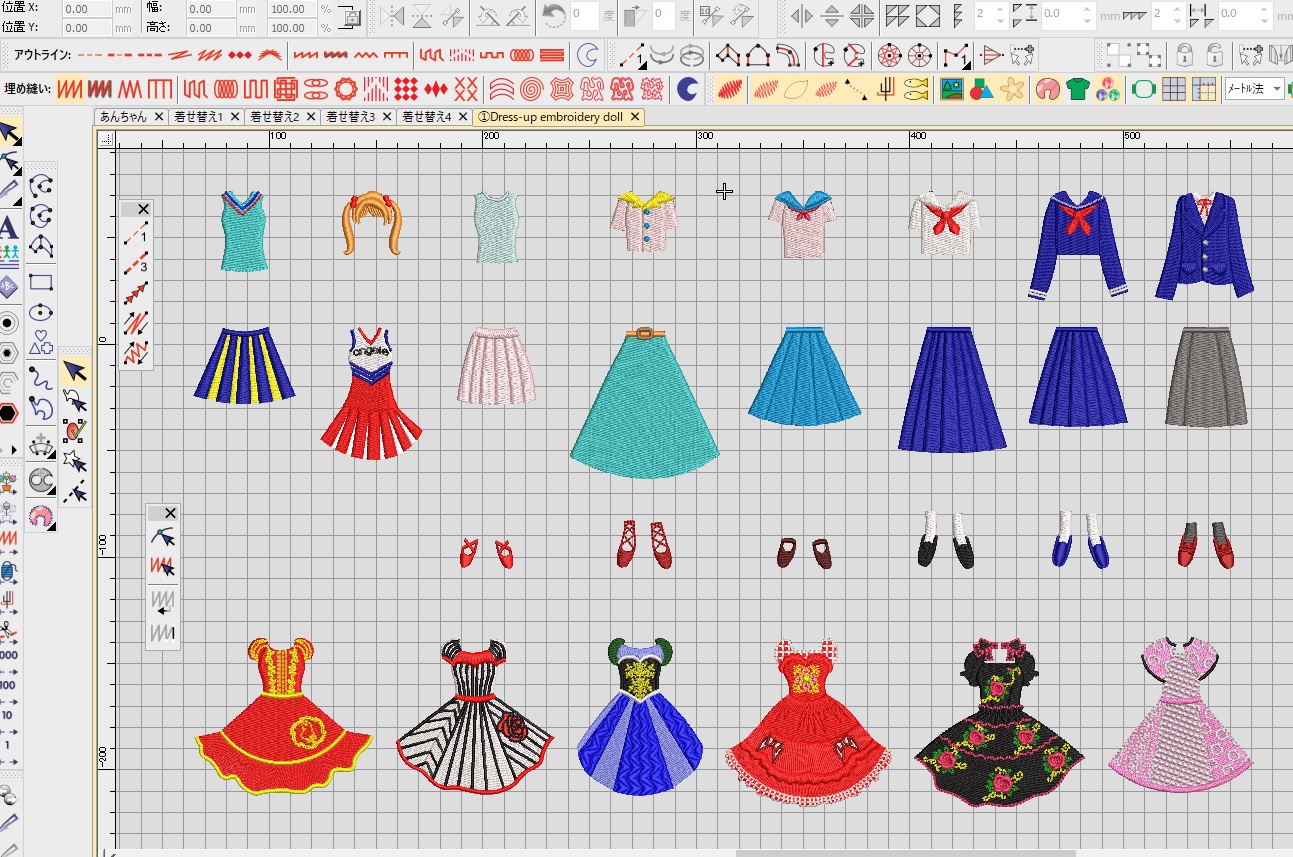 Classical刺繍CD企画♪　その73　Dress-up embroidery dollの試し縫い♪