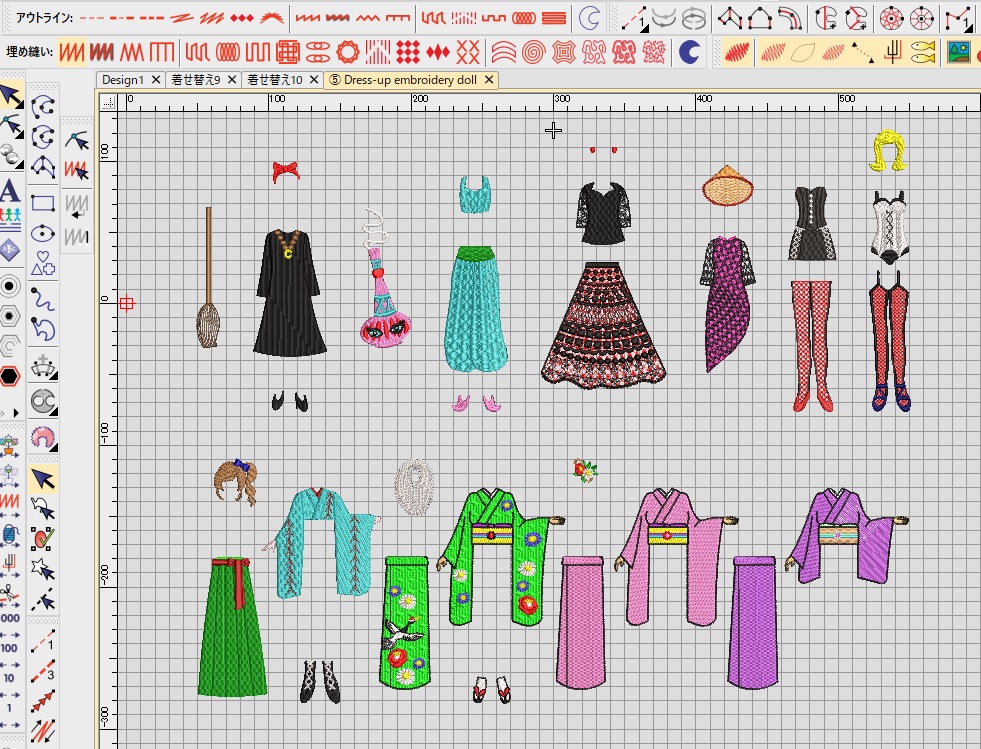 Classical刺繍CD企画♪　その77　Dress-up embroidery dollの試し縫い♪