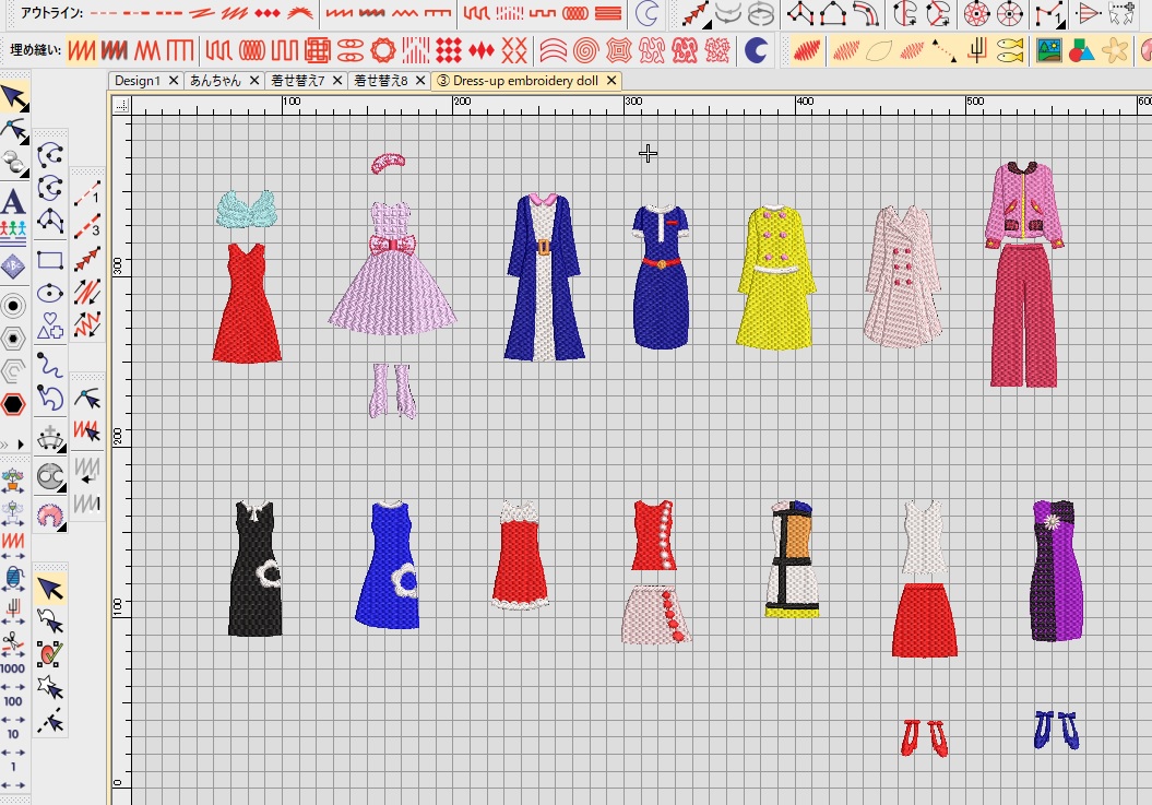 Classical刺繍CD企画♪　その75　Dress-up embroidery dollの試し縫い♪