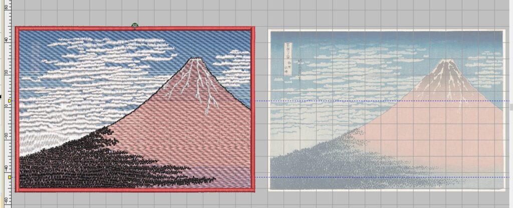 紅・刺繍CD企画40  赤富士の刺繍データ制作♪　もじゃもじゃ刺繍の作品紹介💖