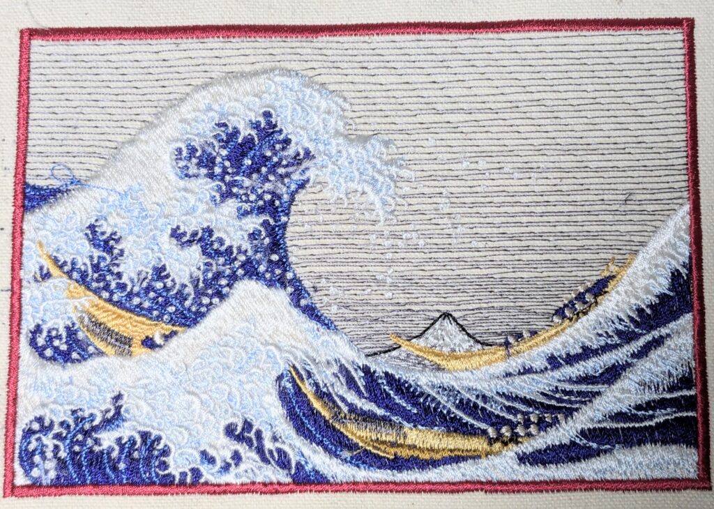 葛飾北斎  『冨嶽(ふがく)三十六景』 神奈川沖浪裏 の刺繍!!